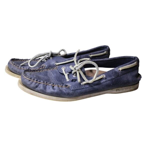 Sperry Top Sider Boat Shoe Blue Leather Coastal Preppy Classic 8.5 - Picture 1 of 6